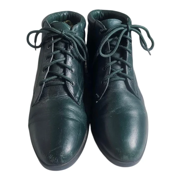 Danexx Green Leather Lace-Up Flat Ankle Boots Size 8.5 D Austin 4 - Picture 9 of 9